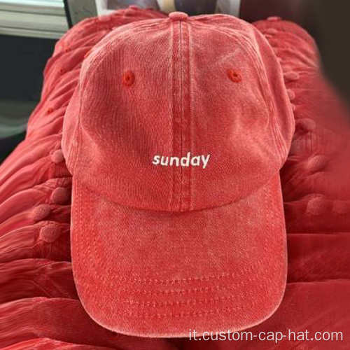 Cappello da papà in cotone rosso inondato